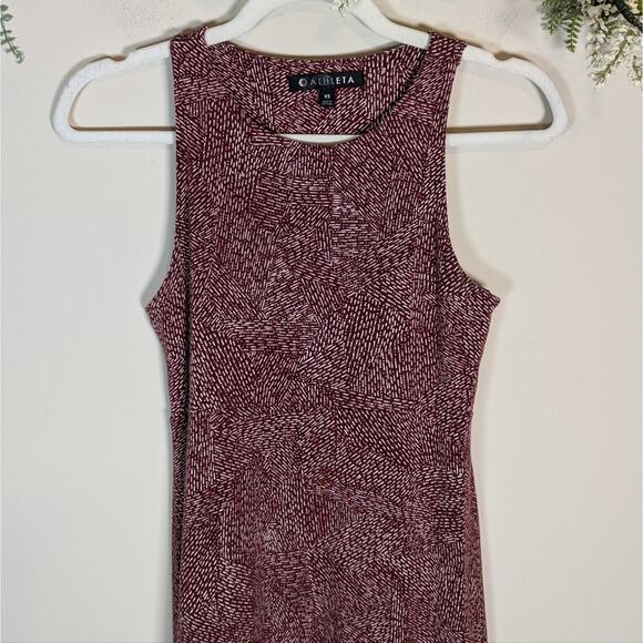 Athleta Santorini Soft Modal Mini Printed High Neck Dress in Cinnamon Woodblock - Picture 4 of 10